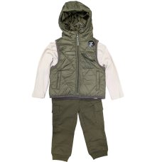 G11316TOD: Boys Quilted Gilet, Top & Cargo Pant Outfit (2-4 Years)